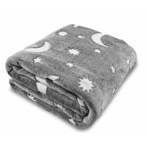 Patura pufoasa cu stelute fosforescente 150x170cm GRI imagine
