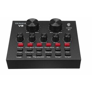 Placa de sunet multifunctionala Q MIC1 bluetooth mixer microfoane 6 Sound Modes +12 Sound Effects Live imagine