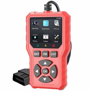Tester auto diagnoza OBD2 Foxsur V529, test baterie, DTC Lookup, 10 limbi, coduri motor, senzor O2, EVAP, Freeze Frame, I/M, Portocaliu imagine
