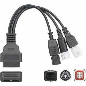 Cablu adaptor OBD2 Techstar, la mufe pentru motocicleta Yamaha 3 pini/4 pini si Honda 6 pini (3-in-1) imagine
