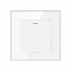 Resigilat Intrerupator Cap Scara Cu Panou Din Sticla Securizata Techstar® TGS 01, 220V, 16A, 86 X 86 Mm, Alb, cu 1 Modul imagine