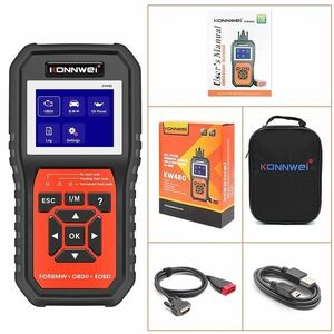 Resigilat Tester Diagnoza Auto Konnwei KW480, Functii Complete pentru BMW, OBD2, Resetare Ulei, Citire Coduri, Test Motor, ABS, SRS, EVAP, Reset Ulei, Printare PC, Ecran 2.8 inch imagine