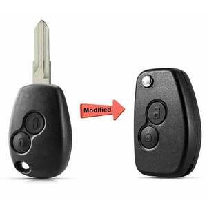 Carcasa cheie auto Techstar, transformatoare tip briceag, cu 2 butoane si lama VAC102, compatibila Dacia Logan, Renault Trafic – aftermarket imagine