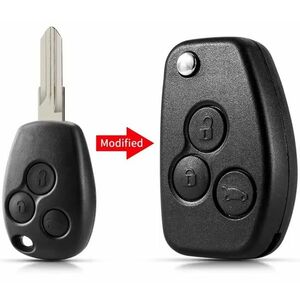 Carcasa cheie auto Techstar, transformatoare tip briceag, cu 3 butoane si lama VAC102, compatibila Dacia Logan, Renault Trafic – aftermarket imagine