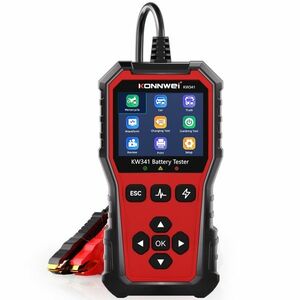 Tester baterie auto KONNWEI KW341 6V 12V 24V, CCA 10–2000, SOH SOC, test alternator si pornire, AGM EFB GEL Litiu, waveform, raport QR imagine