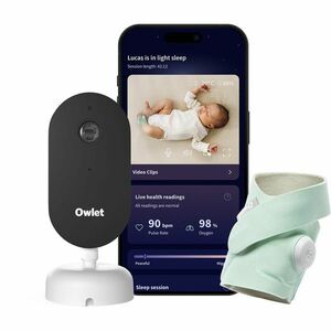 Duo de vis Owlet - mentă - Set de șosete inteligente și cameră foto imagine