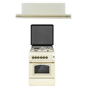 Pachet Aragaz Studio Casa Firenze FE50/553G, 3 Arzatoare gaz, 1 Arzator electric + Hota incorporabila telescopica Studio Casa Lean Retro Beige, 2 motoare (Bej) imagine