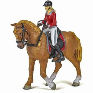 Set figurine Papo - Cai si Ponei, Jocheu in jacheta rosie si cal imagine