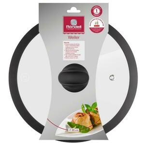 Capac plat din sticla rezistenta la caldura Weller RONDELL RDA-1496, Universala, 20cm, Bachelit cu acoperire SoftTouch (Transparent/Negru) imagine