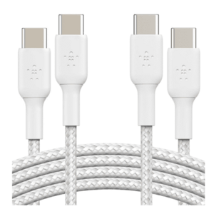 Set 2x Cablu Belkin Boost Charge Braided USB-C/USB-C 2m (Alb) imagine
