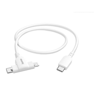 Cablud de date 2 in 1 Hama 201722, USB-C - USB-C/Lightning, 1.5 m (Alb) imagine