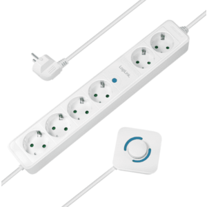 Prelungitor Logilink LPS271, 6 x Schuko, ON/OFF de picior pentru 4 prize, 1.5 m (Alb) imagine