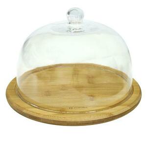 Platou servire branzeturi, 24 cm, cu capac din sticla - Zokura imagine