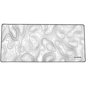 Mousepad Floston TOPOGRAPHIC WHITE, 90 x 40cm, baza cauciucata, suprafata textila, margini cusute, Alb imagine