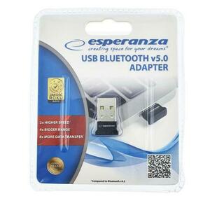 Adaptor Bluetooth Dongle v.5.0, nano USB, Esperanza 94686, Negru imagine