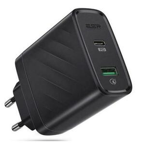 Incarcator Retea Esr Travel Wall Charger, 36W, 1x PD Type C, 1 x USB-A, Quick Charge (Negru) imagine