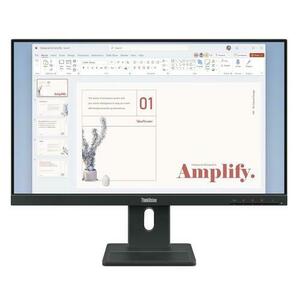 Monitor IPS LED Lenovo ThinkVision 23.8inch E24-40, Full HD (1920 x 1080), VGA, HDMI, DisplayPort, Boxe, Pivot, 100 Hz, 4 ms (Negru) imagine