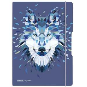 Caiet Herlitz my.book flex A5 40 file, hartie 80g/mp, patratele, motiv Wild Animals Wolf imagine