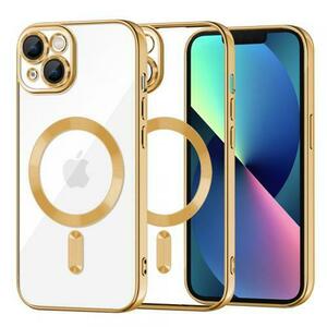 Husa MagSafe pentru Apple iPhone 13, Techsuit, Luxury Crystal, Aurie imagine