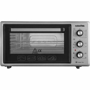 Cuptor electric NobeLTek NLT FSO48X, 48L, 1600W, grill, timer, termostat, sticla dubla, ventilator, iluminare (Argintiu) imagine