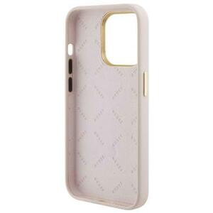 Husa Protectie Spate Gues Liquid Silicone 4G Strass Metal Logo pentru Apple iPhone 15 Pro (Roz) imagine