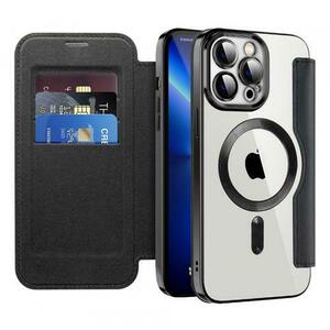 Husa MagSafe pentru Apple iPhone 13 Pro Max, Techsuit, SmartMag Book (Negru) imagine