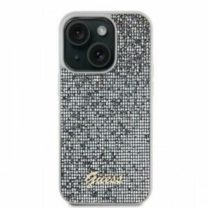 Husa Protectie Spate Guess Square Mirror Script Logo pentru Apple iPhone 15 (Argintiu) imagine
