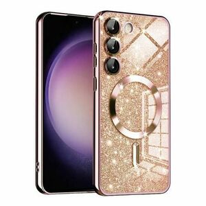 Husa MagSafe pentru Samsung Galaxy S23+ S916, Techsuit, Luxury Glitter, Roz Aurie imagine