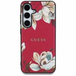 Husa Protectie Spate Guess Grained Printed Flower Pattern MagSafe pentru Samsung Galaxy S25 (Fuchsia) imagine