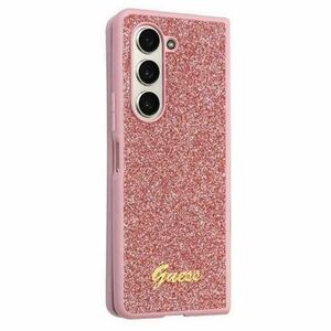 Husa Protectie Spate Guess Glitter Script pentru Samsung Galaxy Z Fold5 (Roz) imagine