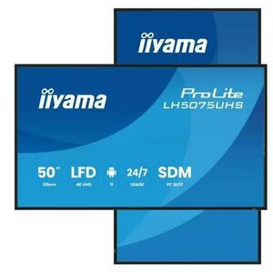 Ecran Profesional VA LED Iiyama 49.5inch LH5075UHS-B2AG, UHD (3840x2160), HDMI, DisplayPort (Negru) imagine