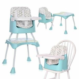 Scaun de masa inalt pentru copii Lorelli Trick, convertibil 3in1, 6 luni - 36 luni, maxim 15 kg, Albastru imagine