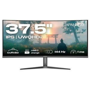 Monitor Gaming IPS LED JAPANNEXT 37.5inch JN-IB375C144UQR-H, UWQHD+ (3840 x 1600), HDMI, DisplayPort, Ecran curbat, Boxe, 144 Hz, 1 ms (Negru) imagine