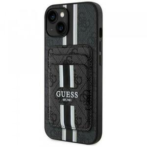 Husa MagSafe pentru Apple iPhone 15, Guess, Cardslot 4G Stripes , Neagra imagine