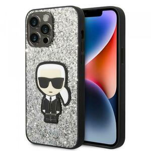 Husa pentru Apple iPhone 14 Pro Max, Karl Lagerfeld, Glitter Flakes Ikonik Karl, Argintie imagine