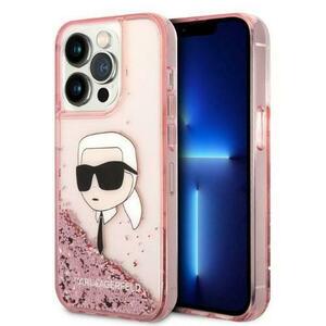 Husa pentru Apple iPhone 14 Pro Max, Karl Lagerfeld, Glitter Karl's Head, Roz imagine
