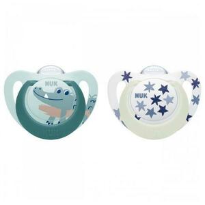 Set 2 suzete Nuk Star Day & Night Silicon, 6-18 luni M2 (Verde) imagine