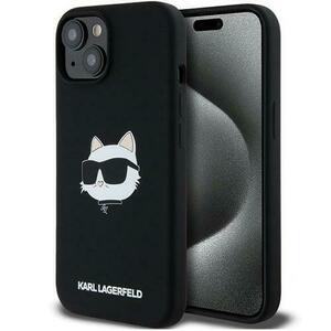 Husa MagSafe pentru Apple iPhone 15 Plus, Karl Lagerfeld, Silicone Choupette's Head, Neagra imagine