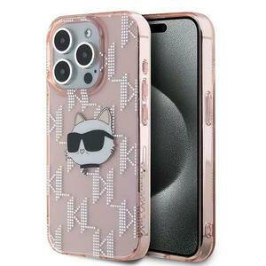Husa pentru Apple iPhone 15 Pro, Karl Lagerfeld, IML Luxury Monogram Choupette's Head, Roz imagine