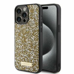 Husa pentru Apple iPhone 15 Pro Max, Guess, Rhinestone Metal Logo, Galbena imagine