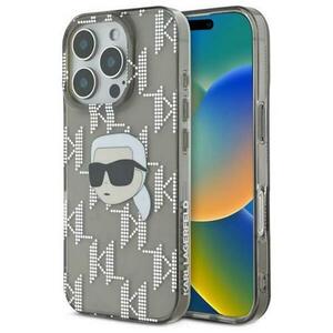 Husa pentru Apple iPhone 16 Pro, Karl Lagerfeld, IML Luxury Electroplated Karl's Head, Neagra imagine