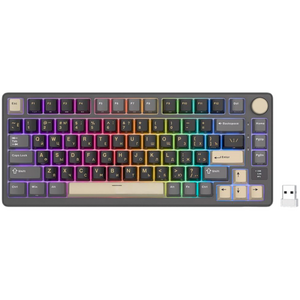 Tastatura Gaming Royal Kludge RK-M75, Brown switch, iluminare RGB, Wired, Wireless 2.4Ghz, Bluetooth (Gri/Negru) imagine