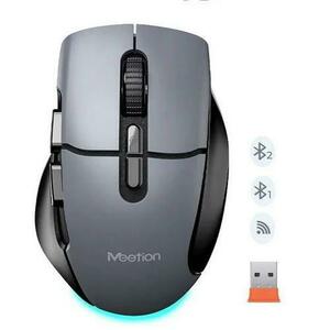 Mouse Meetion BTM001, Wireless 2.4 Ghz, Bluetooth, USB (Negru/Gri) imagine