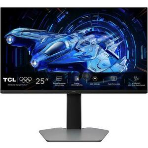 Monitor Gaming QD-Mini LED TCL 25inch 25G64, Full HD (1920x1080), HDMI, DisplayPort, Pivot, 300 Hz, 1 ms (Negru/Gri) imagine