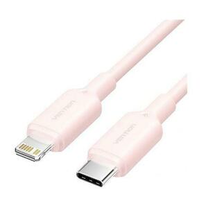 Cablu alimentare si date Vention LAKPF, USB-C (T) la Lightning (T), 1m, 480 Mbps, 3A, PVC (Roz) imagine