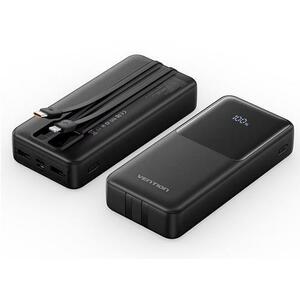 Baterie externa Vention FHPB0, 20000mAh, 22.5W PD Fast Charge, 2 x USB/1 x USB Type-C interfata, 1 x USB Type-C/1x Lightning Cable, Digital display (Negru) imagine