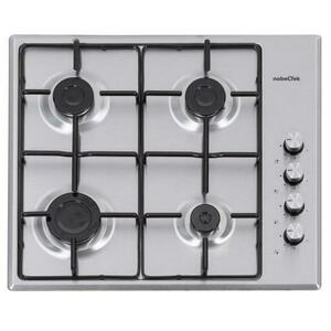 Plita incorporabila Nobeltek NHBG-6400IX, Gaz, 4 arzatoare, Aprindere electrica, Gratar emailat (Inox) imagine