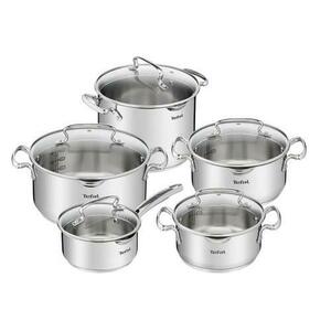 Set 10 piese de vase pentru gatit Tefal Duetto+ G719SA55, Capace de sticla, Inox (Argintiu) imagine