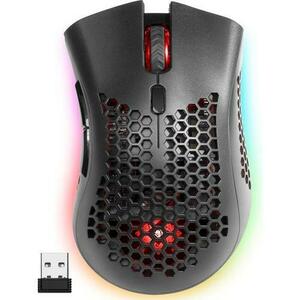 Mouse Gaming Defender GM-709L, iluminare RGB, Wireless 2.4Ghz (Negru) imagine
