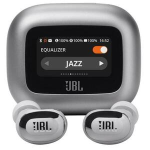 Casti True Wireless In-Ear JBL Live Buds 3, Bluetooth, Ecran Touchscreen 1.45inch, ANC, 6 Microfoane, Personi-fi 3.0, IP55 (Argintiu) imagine